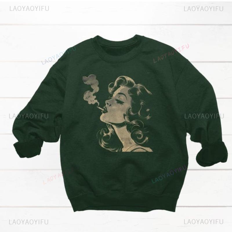 Vintage Graphic Cigarette Smoking Trendy Retro Aesthetic Autumn and Winter Sweatshirt Trendy Gift for Thermal Hoodie Pullover