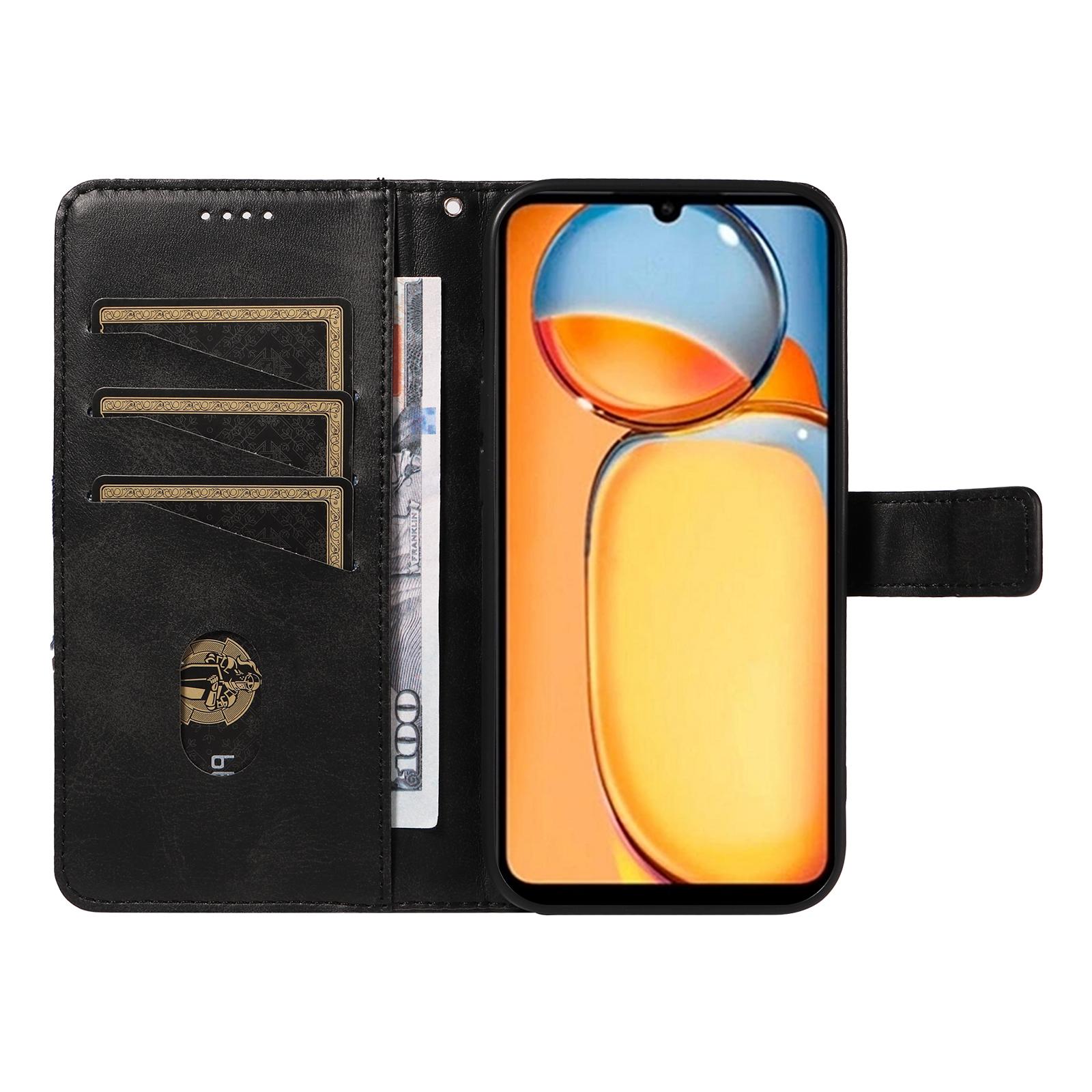 

For Xiaomi Redmi 13C 5G/13C 4G/13R 5G/Poco C65 4G/Poco M6 5G Case PU Leather Stand Phone Cover Geometric Lines Black
