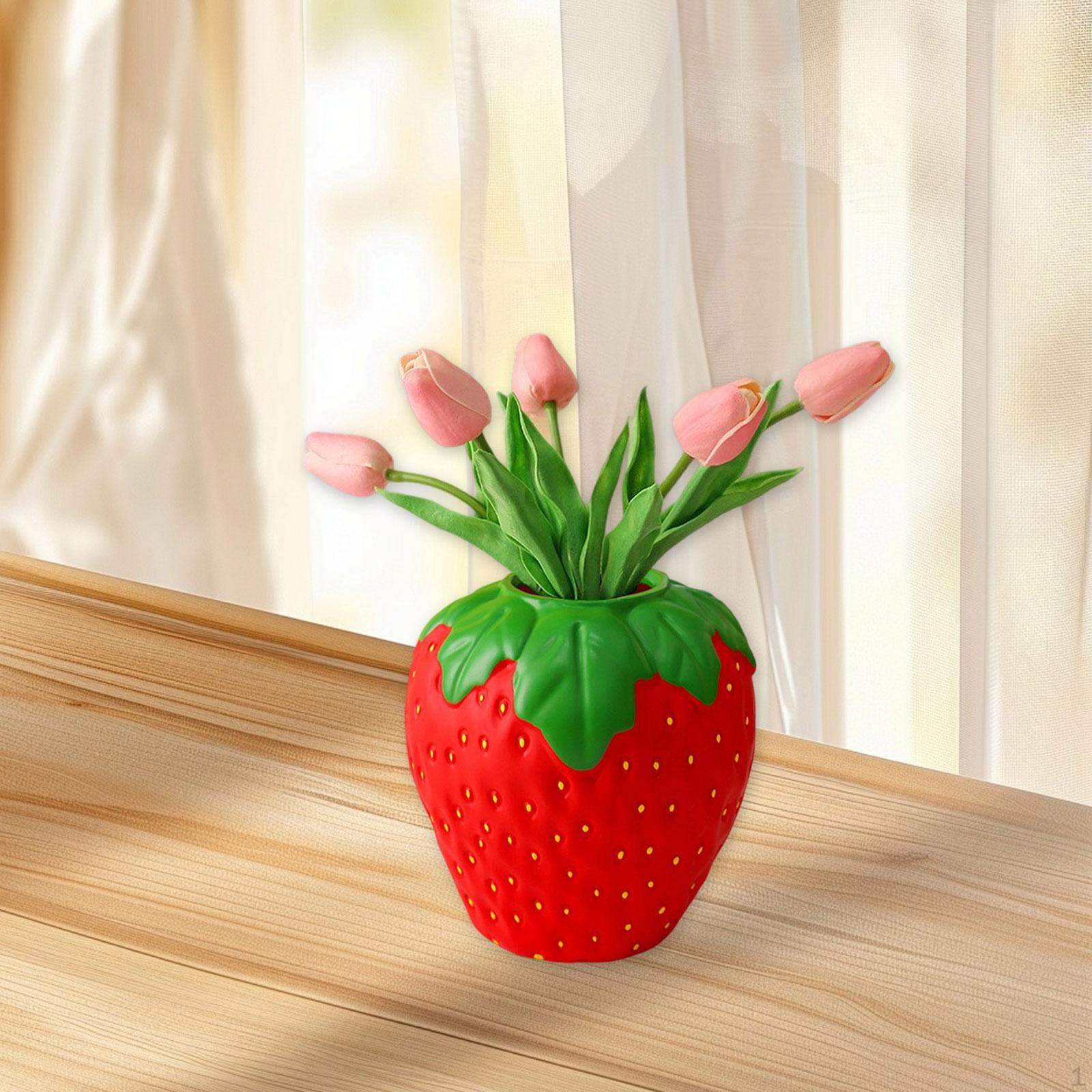 

Клубничный декоративный контейнер с зелеными листьями кашпо для свадебного центрального элемента красный