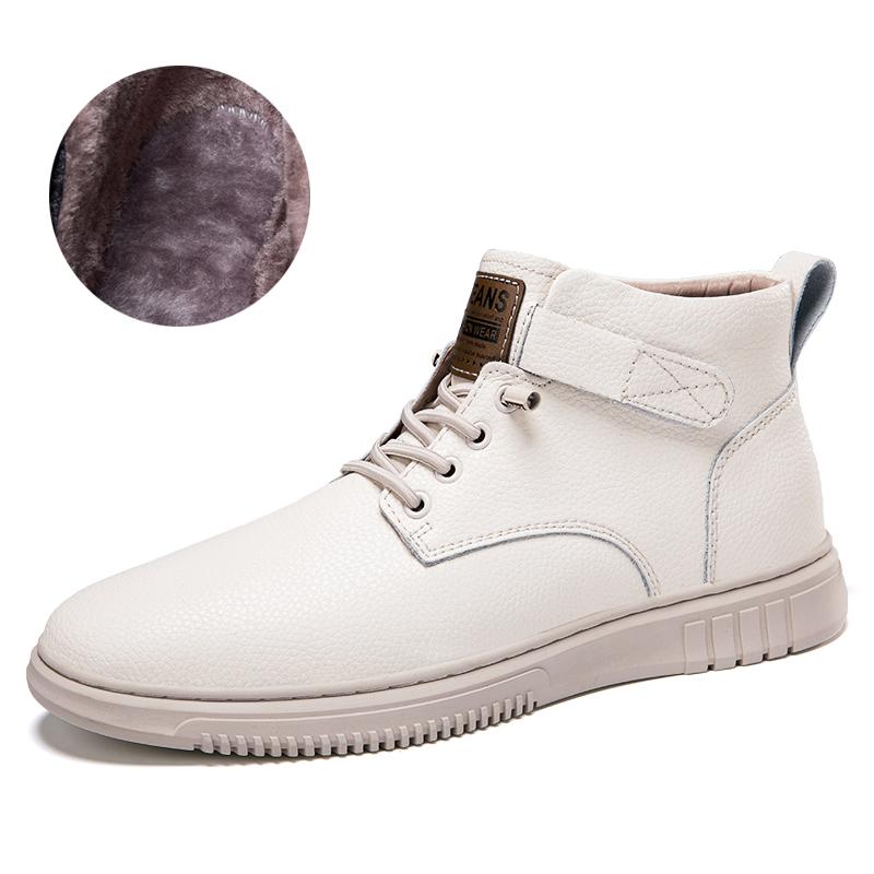 

Мужские ботинки из натуральной кожи, удобные, теплые, зимние, по щиколотку, деловые, кожаные, большого размера 48 бежевый