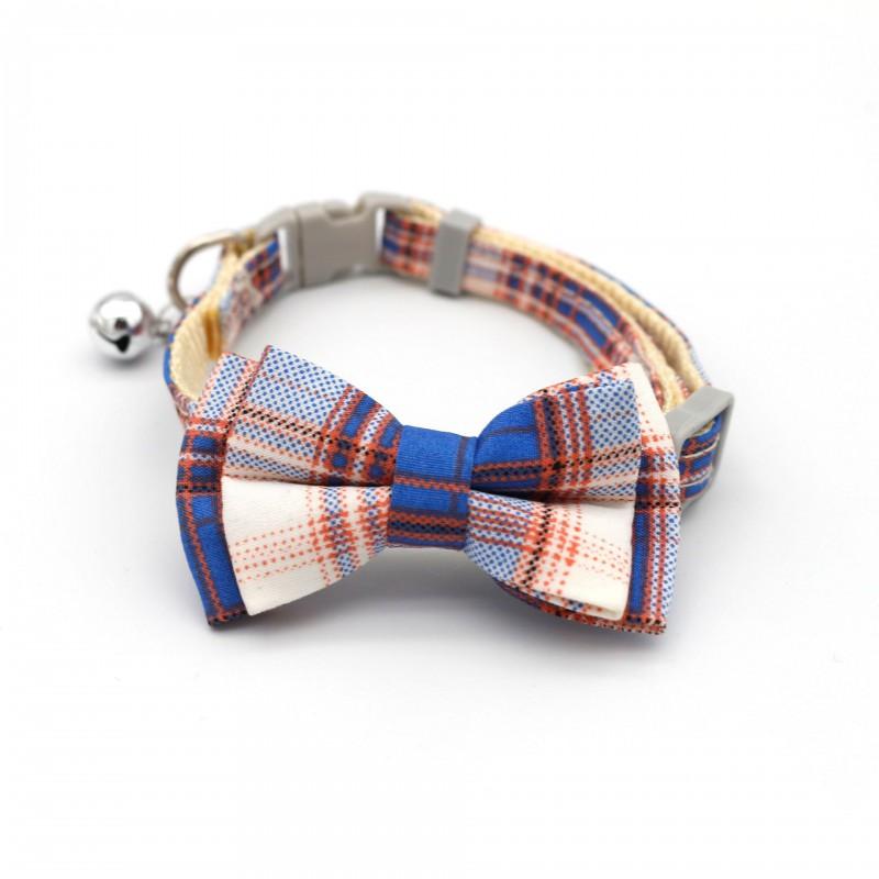 Plaid Pet Collar With Bell Bow Cats Dogs Cute Adjustable Small Medium Pets