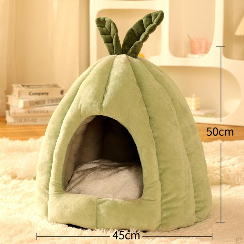 Cat Bed for Indoor Cats, Cute Pumpkin Cave House Tent Kitty Washable Nest