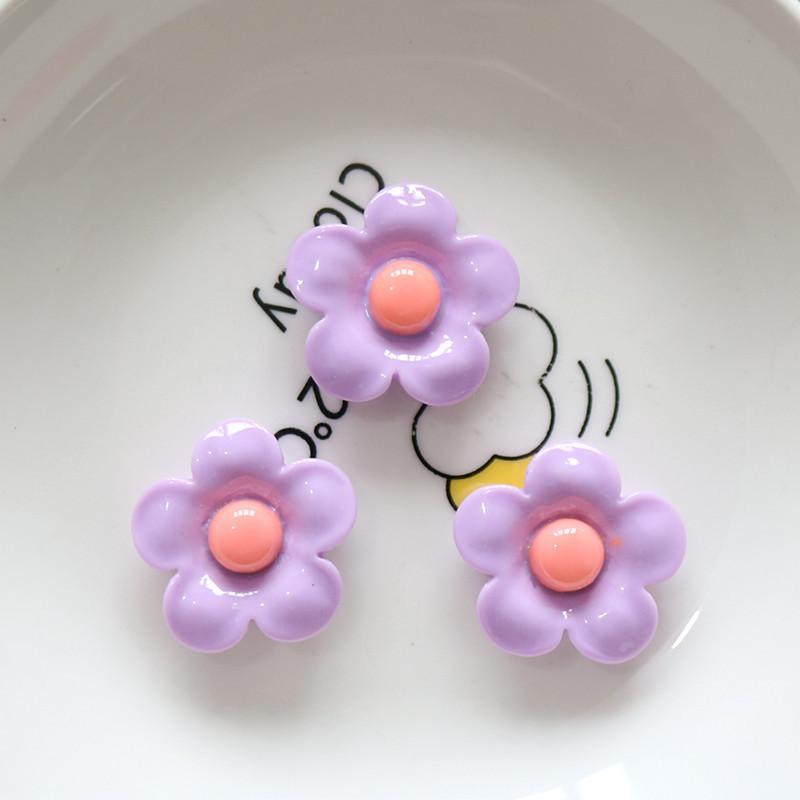 10Pcs Shiny 22X22Mm Flower Series Miniature Flat Back Resin Cabochons For Hairpin Scrapbooking Diy Home Decor Craft Accessories