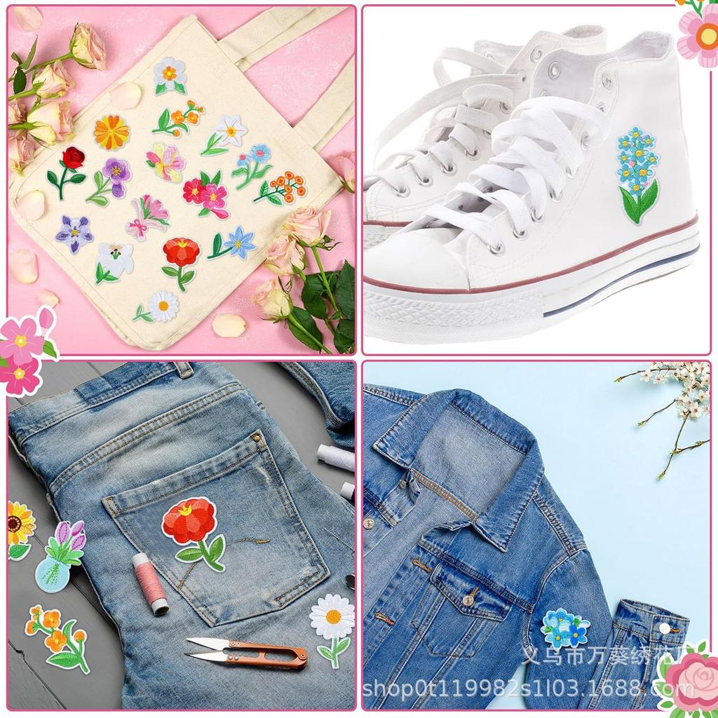 Small Daisy Embroidery Cloth Sticker Cartoon Peony Flower Bag Decoration Computer Embroidery Beautiful Small Red Flower Patch Ironing