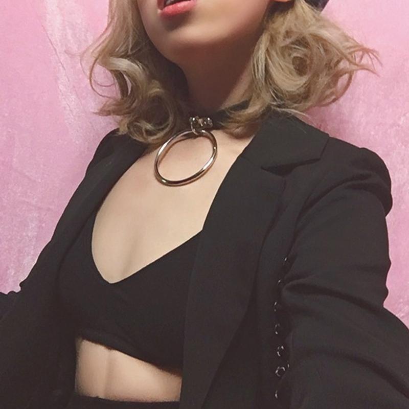 Punk Choker Collar Necklace Pu Leather Goth Rivets Choker Necklace Pendientes Party Club Sexy Gothic Femme Jewelry