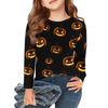 Girls Long Sleeve T Shirts Kids Fall Tops Crewneck Halloween Printed Basic Tees 3-9Y