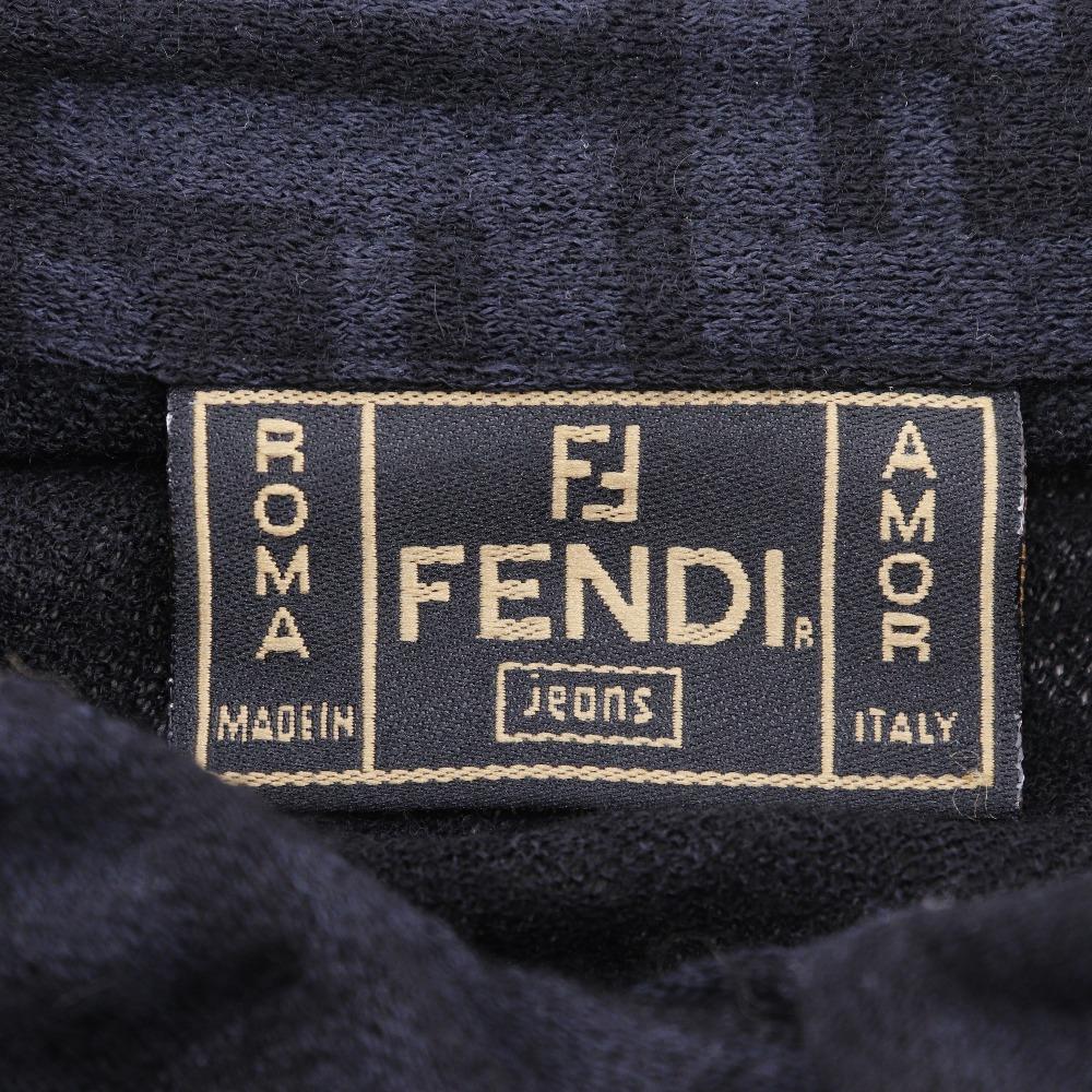 Fendi Zucca Long Sleeve Shirt Black Wool Women Used