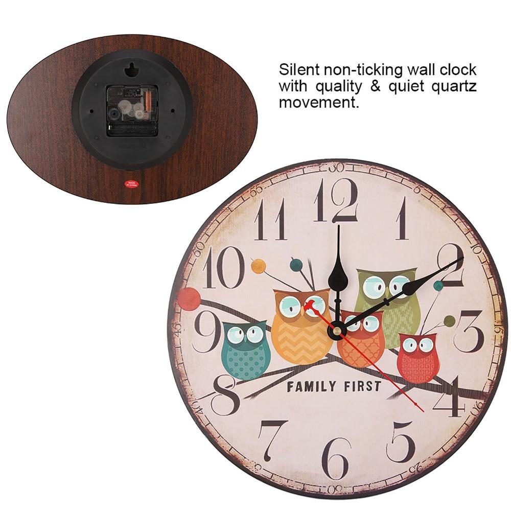 12 Inch Wooden Wall Clock Battery Operated Retro Wall Clock Quartz Wall Clock For Living Room