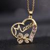 Love Butterfly Alphabet MAMA Pendant Necklace For Women Personality Color Zircon Mother'S Day Jewelry European And American Gifts