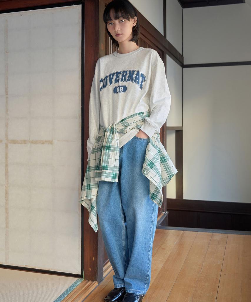 COVERNAT Slub Arch Logo Long Sleeve Charcoal