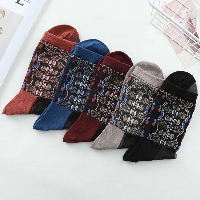 5 Pairs of Four Season Thin Cotton Bottom High Tube Crystal Glass Fiber Adult Women's Socks