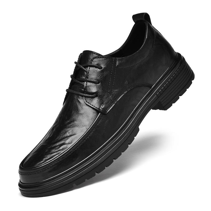 

Модная дышащая кожаная деловая обувь для свадьбы/работы, плоская подошва, нескользящие удобные лоферы, новая премиальная мужская оксфордская обувь 2025 45 чёрный
