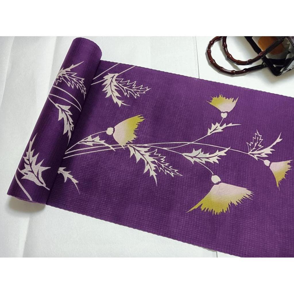 Used Final Price | Sansho | Yukan-dan | Tokyo Honzome Cotton Koubai Yukata Fabric & Ibiyagi Obi-dome
