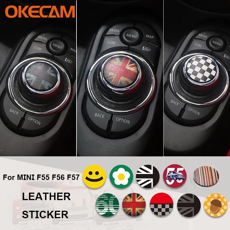 Car Central Control Multimedia Button Cover Trim Knob Sticker For MINI Cooper F55 F56 F57 Countryman Clubman Styling Accessories s3