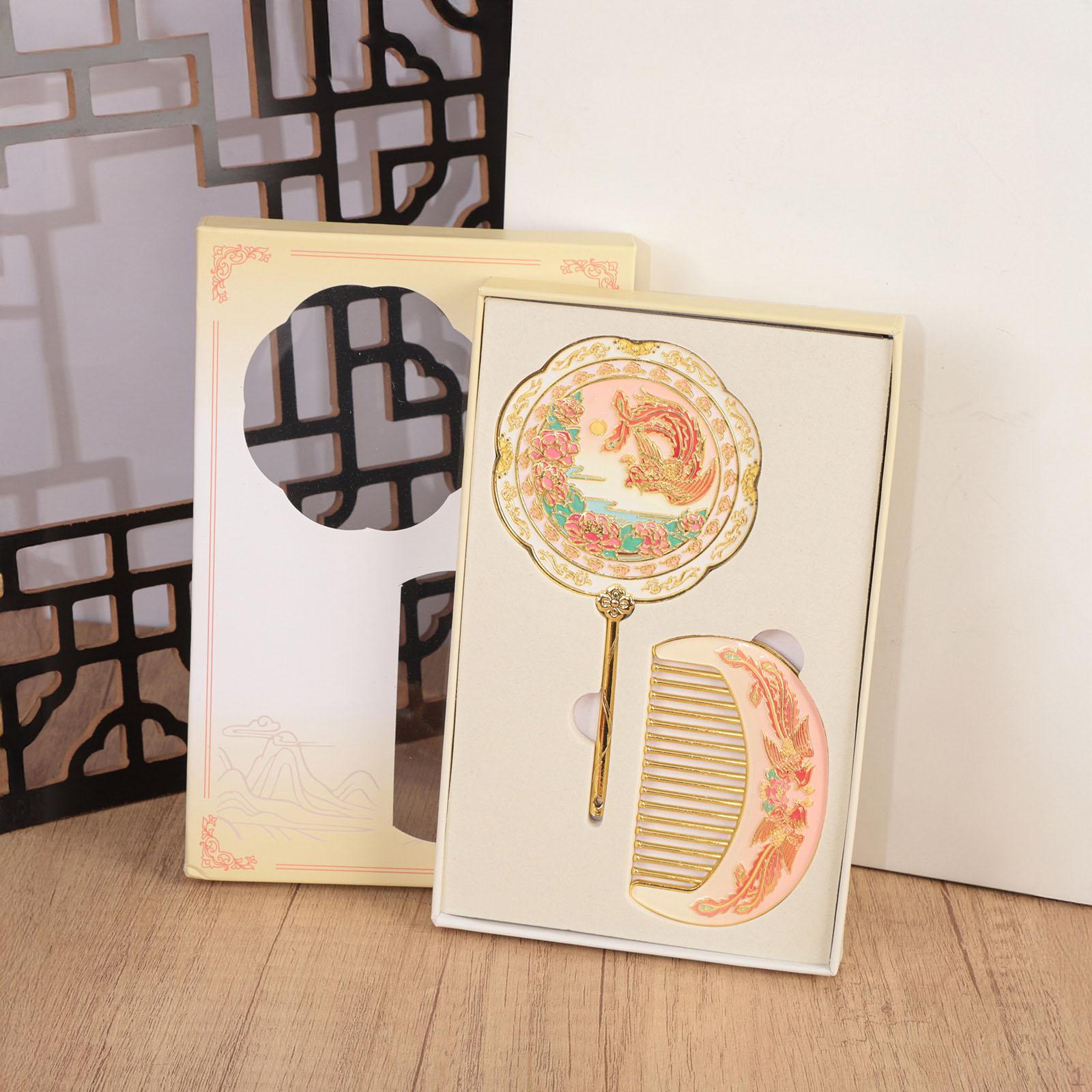 

Набор карманных зеркал для женщин, девушек, антикварный дизайн, портативный, для макияжа и расческа, на День святого Валентина Style A