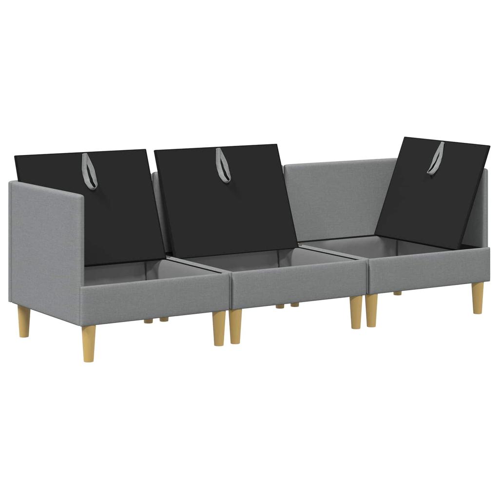 Modular Sofa Set with Storage Space 3 pcs Light Grey Fabric