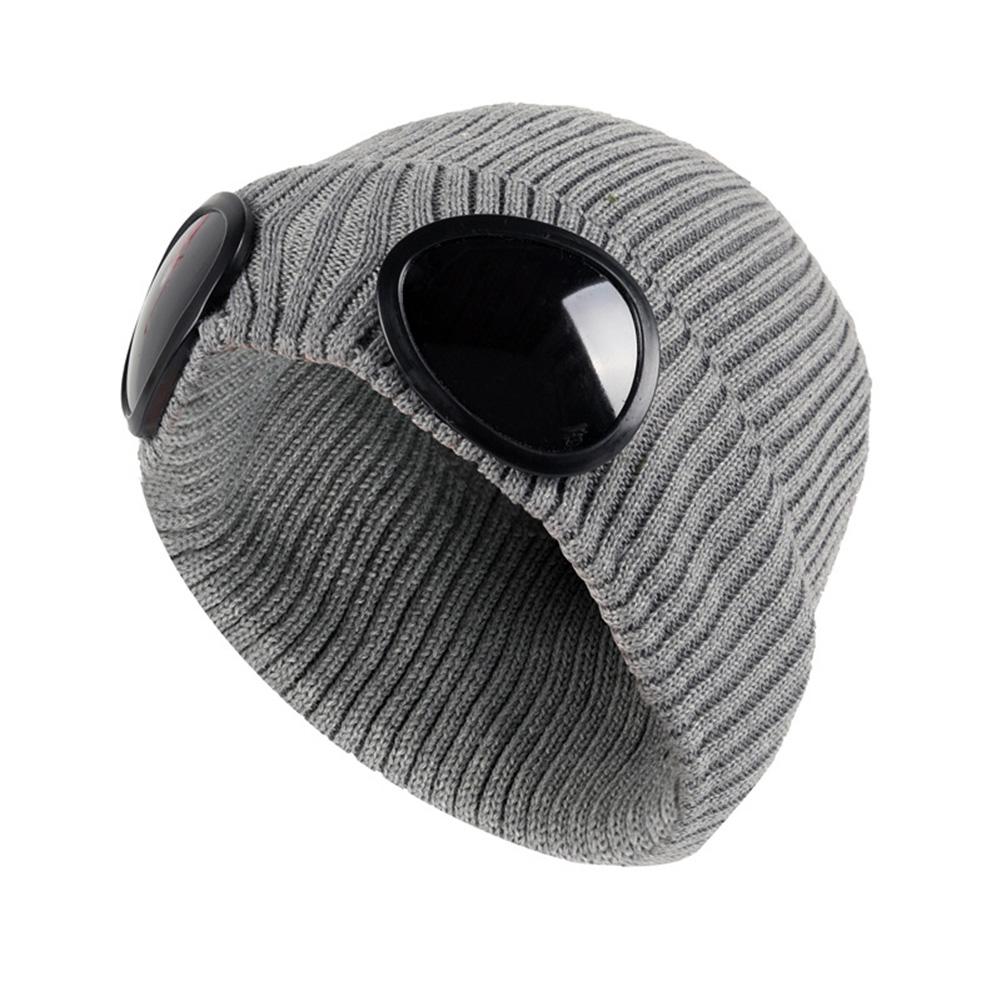 Bonnet en tricot pour hommes/femmes avec ornements lunettes Chapeau chaud à la mode