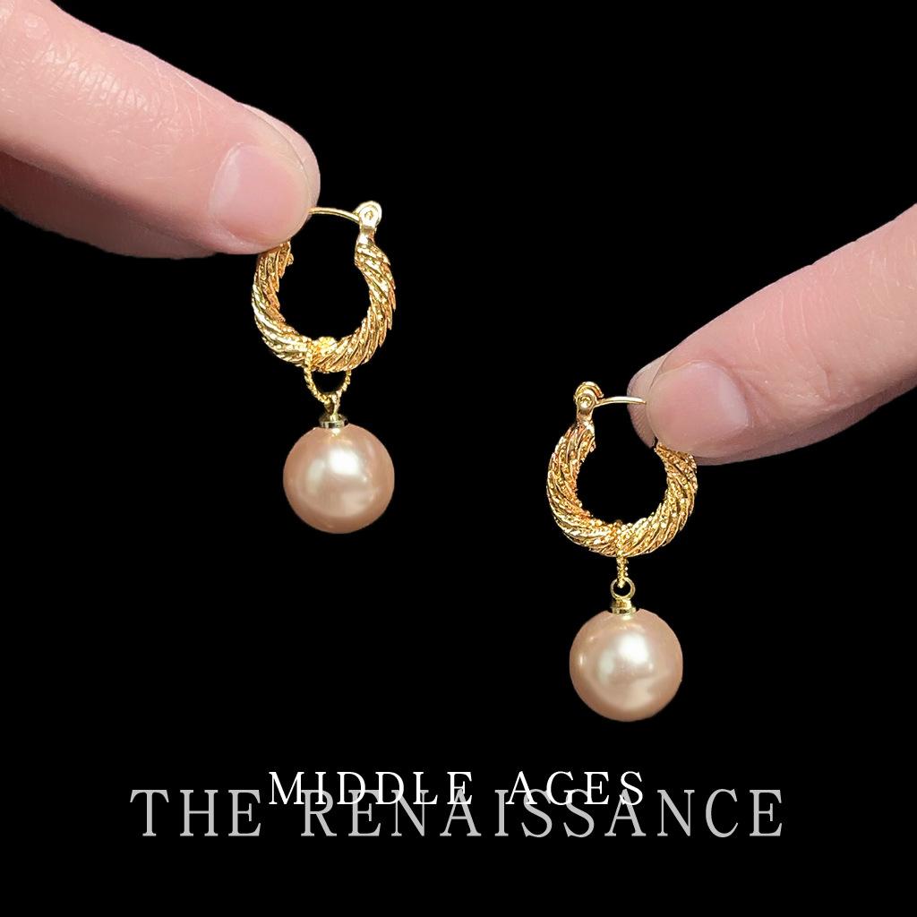 

Light medieval French retro pearl earrings twist pattern ear buckles light luxury court style earrings
