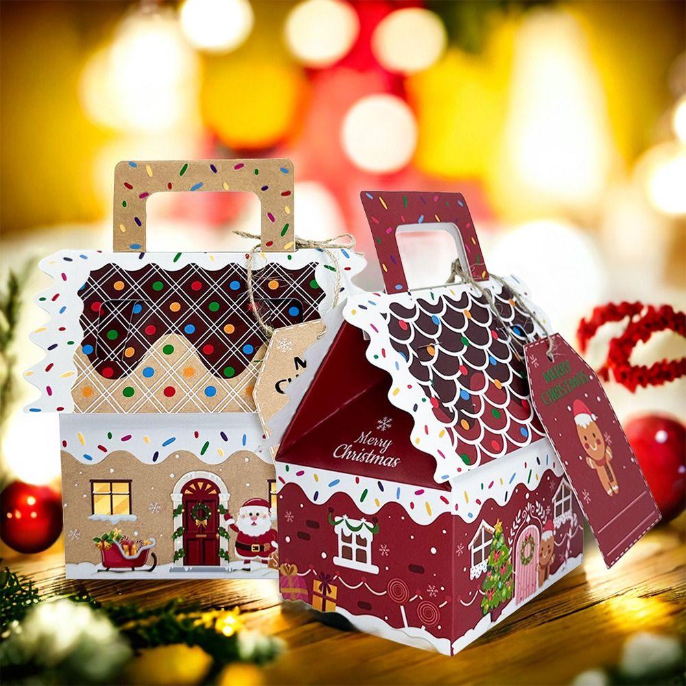24 Pcs Kraft Paper Christmas Gift Boxes Presents Gable Cookie Candy Bags  Surprise Gift Packaging