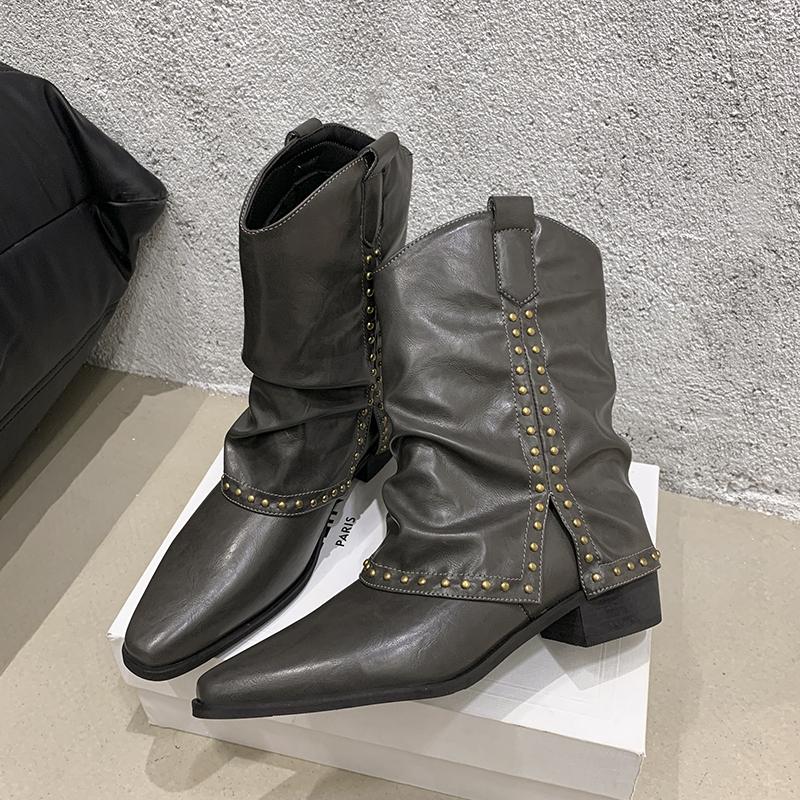 Fashion Ankle Boots Women Heeled Shoes Elegant Winter New 2025 Designer Chunky Fashion Boots Party Brand Chelsea Woman Dress Pumps Botas