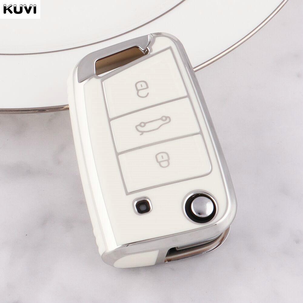 4 Buttons New TPU Car Key Case Cover Shell For VW Volkswagen Golf 7 MK7 Tiguan MK2 Seat Ateca Leon FR Ibiza Skoda Octavia Kodiaq