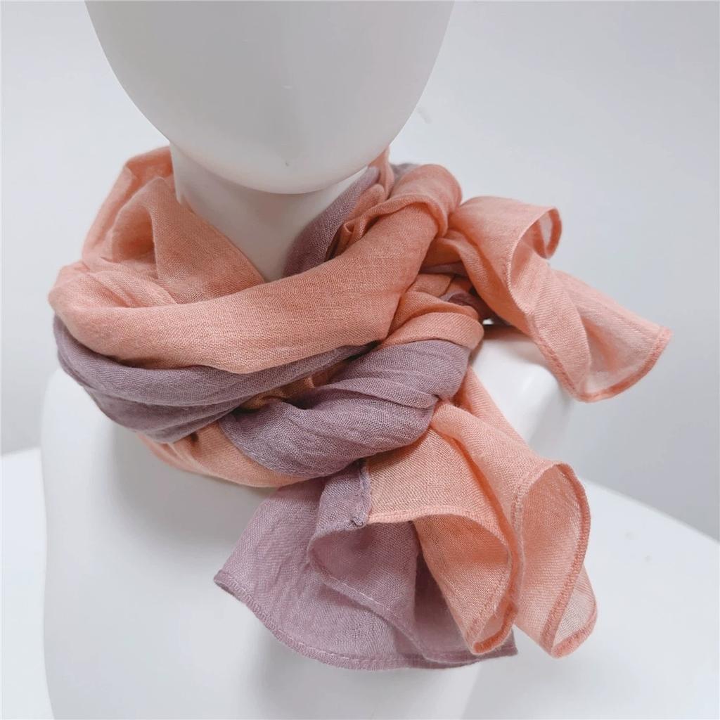 Korea Design New Spliced Scarf Long Two-Tone Cotton Warm Contrast Color Shawl Women's Scarves 75*190cm