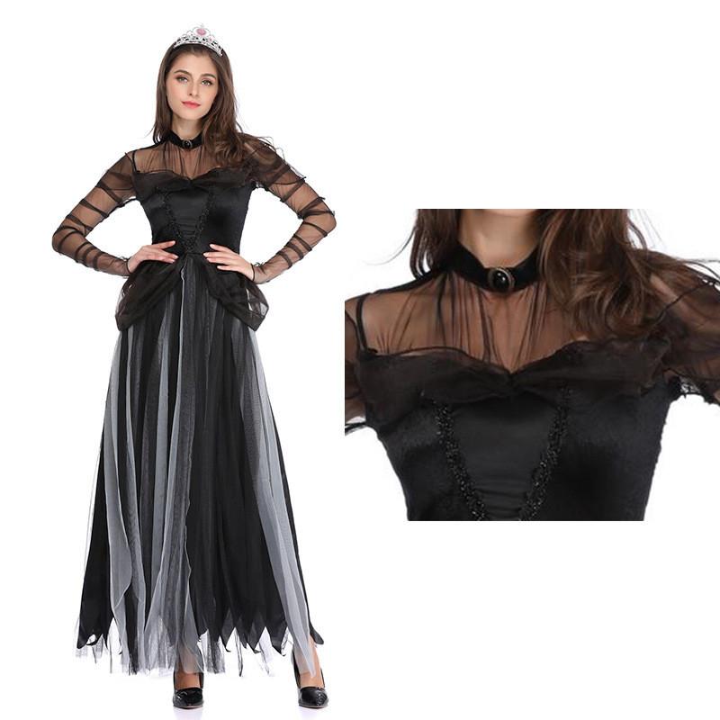 

Blue Enchanting Deep Velvet Witch Dress With High Slit And Ethereal Cape For Women