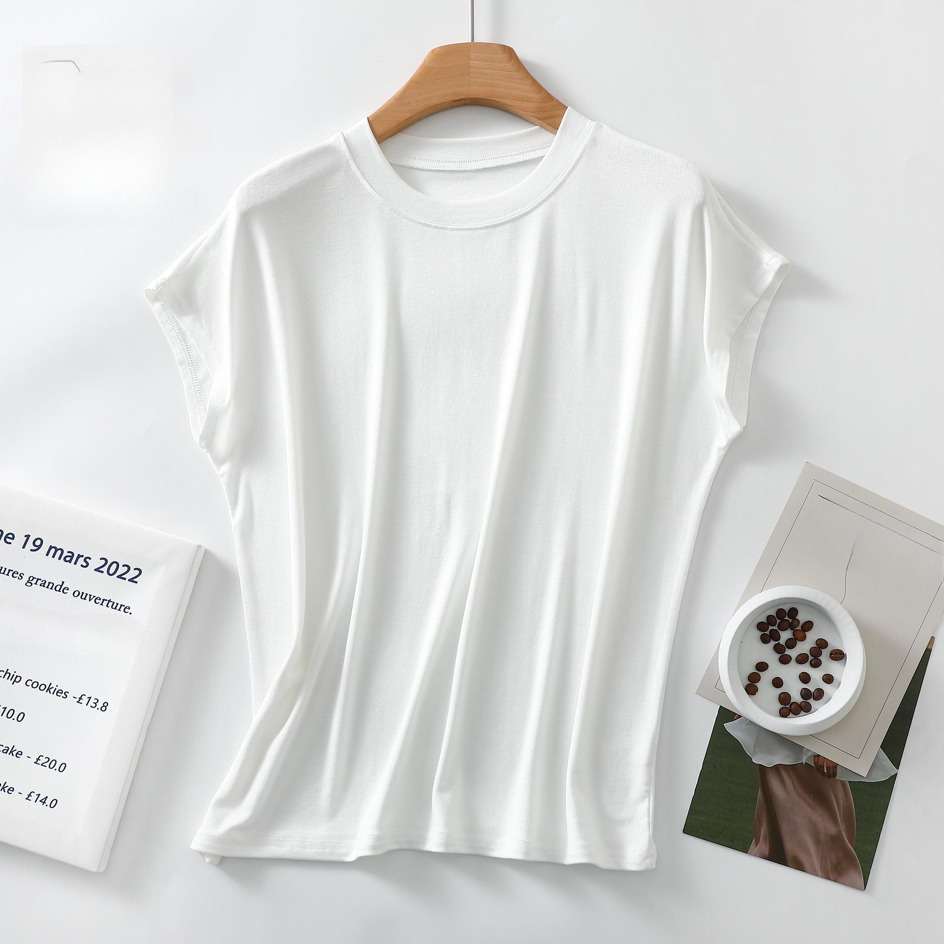 

Футболка без рукавов из эластичного хлопка с круглым вырезом для женщин, летняя, свободная, тонкий топ, большой размер для внутренней верхней одежды, однотонная базовая рубашка XL белый