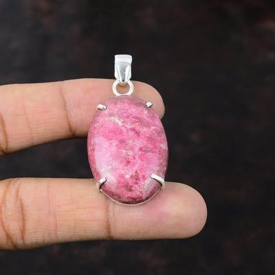 Thulit-Anhänger, wunderschöner Anhänger, 925er Sterlingsilber-Anhänger, handgefertigter Schmuck, brandneuer Edelstein-Anhänger, Geschenk für Mutter, Geburtsstein-Anhänger