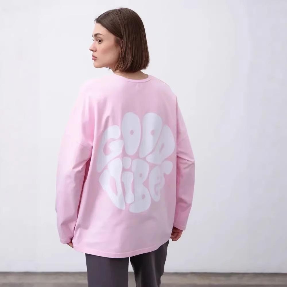 2025 American Print Loose Fit 100% Cotton T-shirt - Long & Short Sleeves, Versatile, High Quality