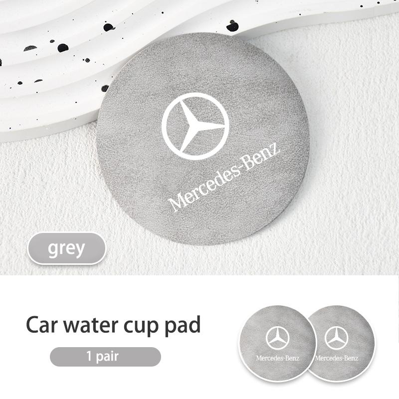 AAVM1 Suede Car Coaster Anti-slip Water Cup Heat Insulation Mat Decor For Mercedes Benz AMG A C E S G Class W201 W210 W108 W204 W205