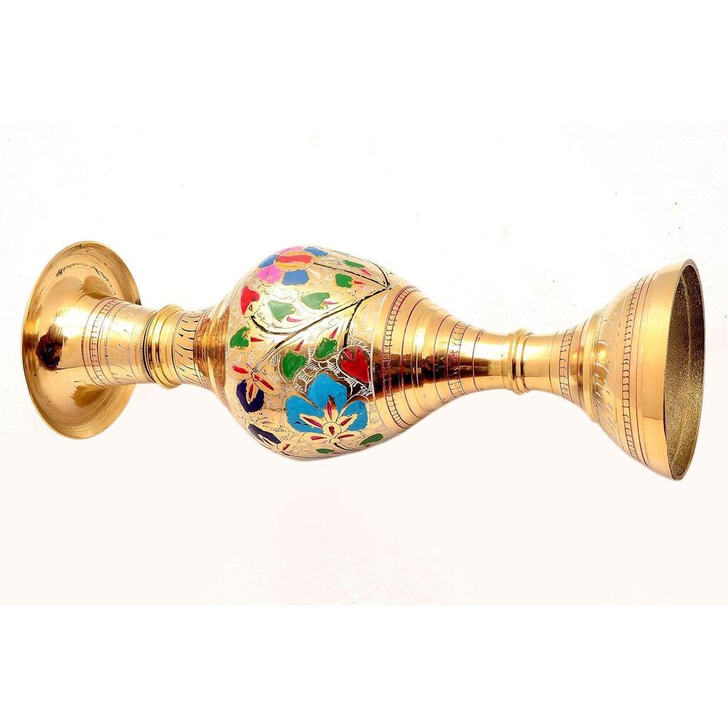 Pure Brass Flower Vase Set of Two (13 inch,Multicolor)
