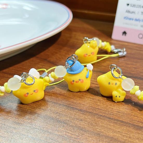 Decorative Pendant Cartoon Star Beaded Charm Portable Bag Pendant with Lanyard Mobile Phone Hanging Ornament