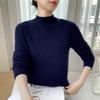 Versatile Women's Slim Cashmere Sweater - Autumn/Winter 2025, Half-High Neck, White Pullover
