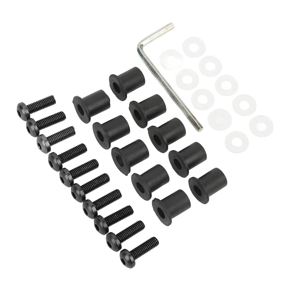 M5 Motorcycle Windshield Bolts Nuts Gaskets Set Aluminum Alloy Rubber Replacement for Suzuki Black