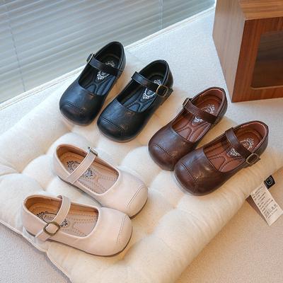 Mädchen Lederschuhe 2025 Frühling und Herbst neue Mädchen ausländische Prinzessinnenschuhe Mädchen Baby weich besohlte Mütze Schuhe Mary Jane Einzelne Schuhe