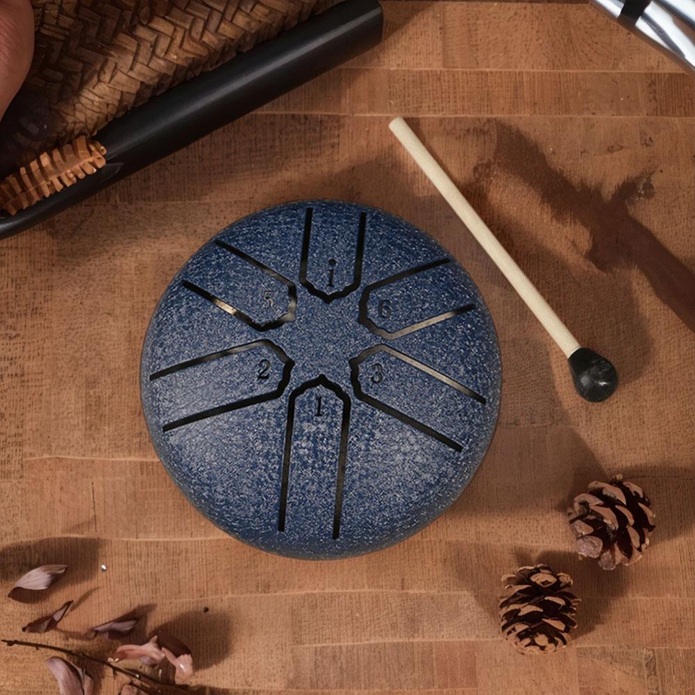 Outdoor rain drum instrument 3 Inches 6 Notes Rain Drum for Outside Rain Drum Instrument Mini Handpan Drum for Yoga Meditation