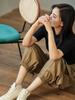 Women's Korean Style Cargo Harem Pants: Loose Fit, Elastic Waist, Plus Size, Ankle Banded, for Summer & Autumn.