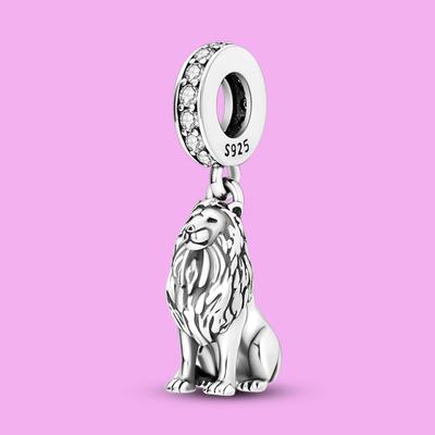 Pendentif Lion Roi en cuivre, perle breloque, compatible avec les bracelets d'origine, idéal pour la création de bijoux, cadeau de Saint-Valentin