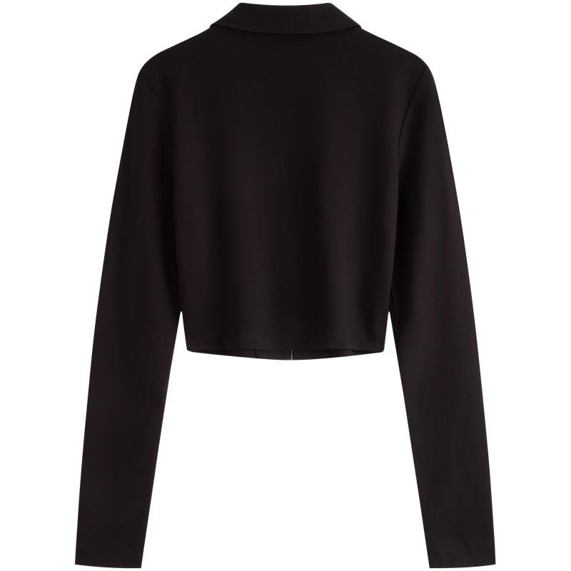 Calvin Klein Classic Label Casual Commuter V-Neck Polo Knit Sweater Women tops Space-Black J223551