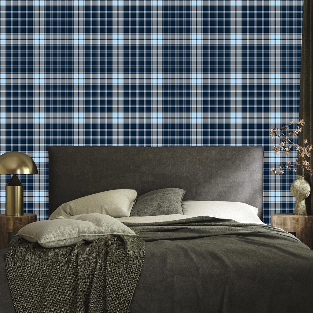 Blue Checkered Wallpaper Navy Blue and Blue for Living Room and Bedroom 50x1000