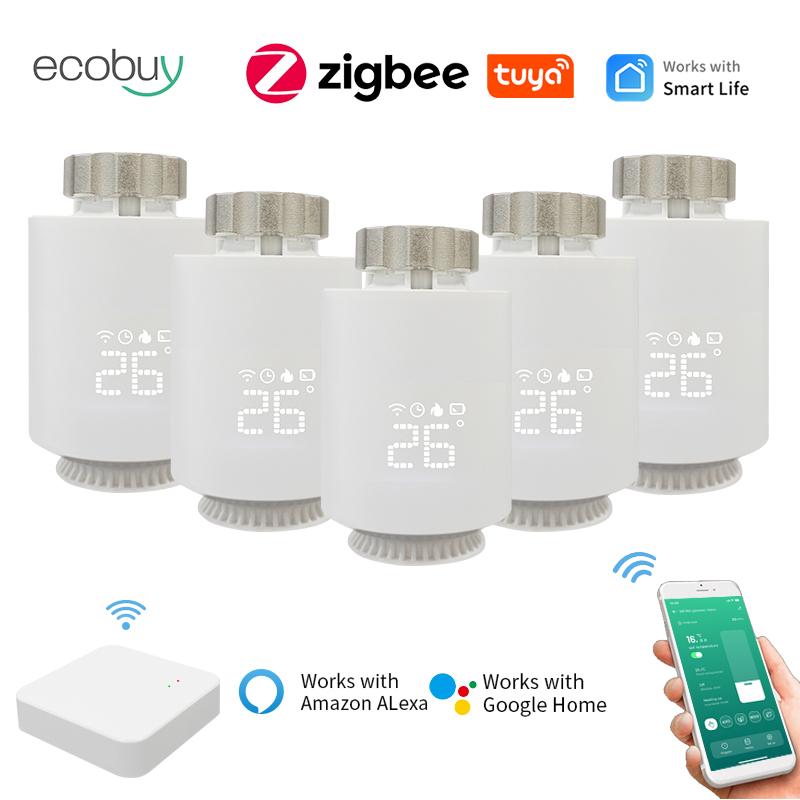Tuya Smart ZigBee 3.0 TRV Radiator Actuator Valve Thermostatic Radiator Valve Temperature Controller Support Alexa Google Home