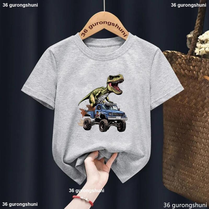 Funny Monster Truck T Rex Tshirt For Girls/Boys Harajuku Kawaii Kids Clothes Cute Dinosaurs T Shirt Children'S Clothing T-Shirt