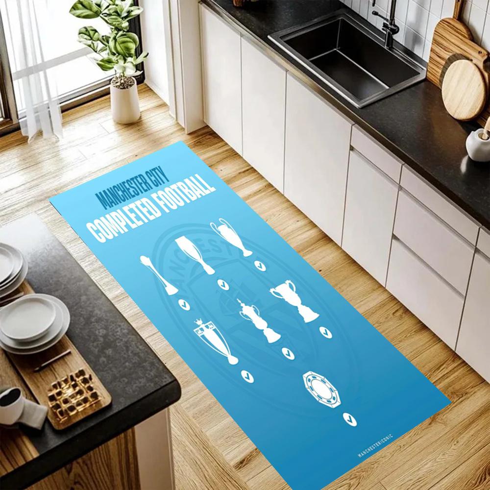 Manchester City Kitchen Floor Mat Long Strip Mat Antislip Machine Washable Suitable For Bathrooms Laundries Home Decoration Carpets