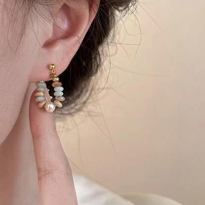 Ohrringe mit Perlenanhänger und Natursteinperlen im Urlaubsstil für Frauen und Mädchen 2024 Modeschmuck Ungewöhnliche Accessoires