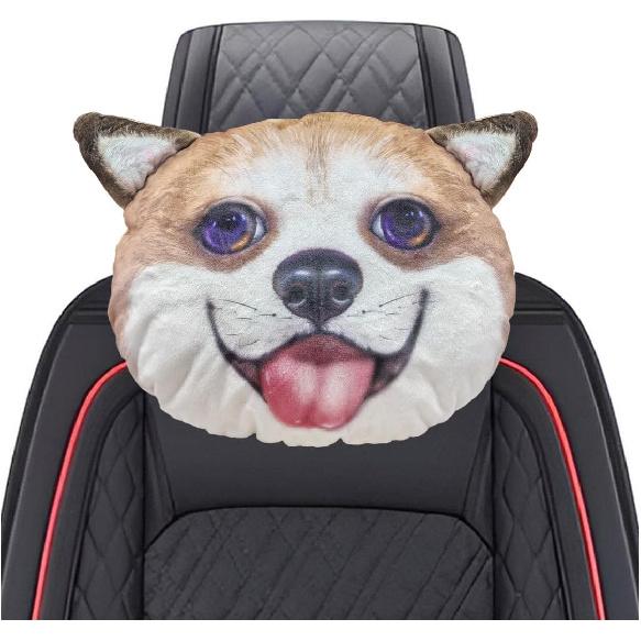 Cute Husky Dog Car Headrest Pillow- Memory Foam Car Neck Pillow Auto Seat Cushion of Headrests for Pain Pressure Relief- Cartoon Neck Support Cushion