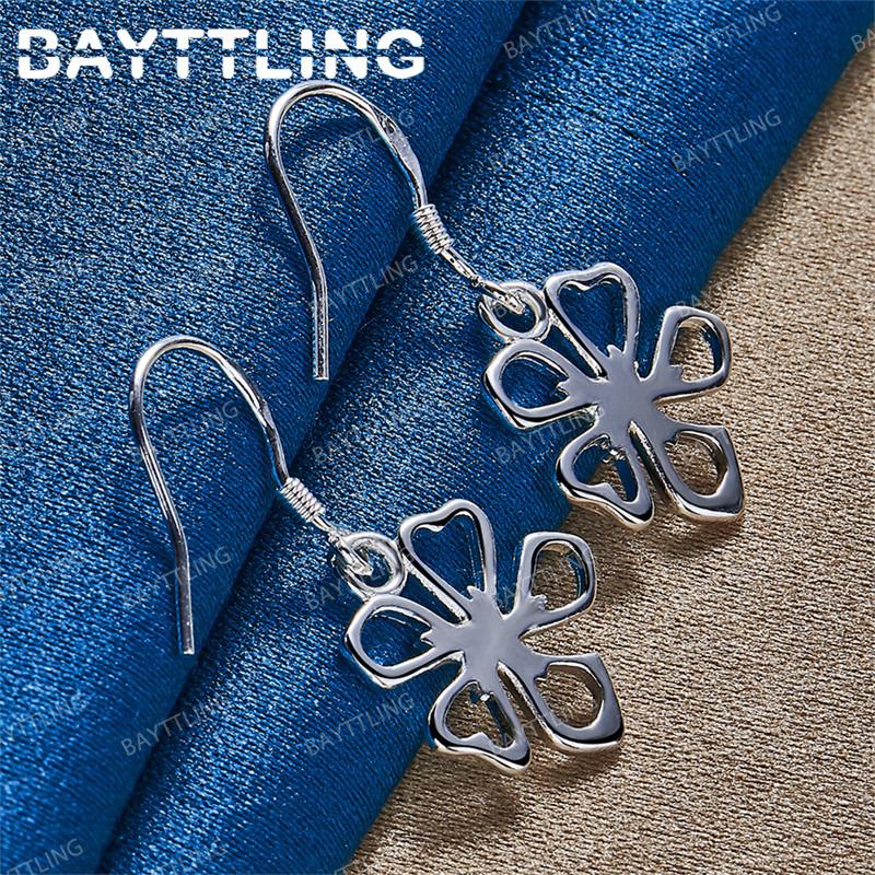 Luxury 925 Sterling Silver Exquisite Flower Earrings for Women Fashion Accessories Jewelry Wedding Gifts