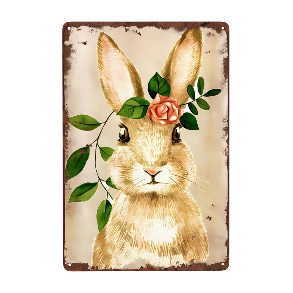 1pc Rabbit Metal Sign No Matter What The Rabbits Say Retro Signs Rustic Metal Funny Wall Decor for Home Club Pub 12x8 Inch