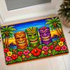 1pc Hawaiian Tiki Tropical Palm Tree Floor Mat Suitable for Entryway, Bathroom, Bedroom - Non-Slip Machine Washable with Tiki Statues & Palm, Soft Sui