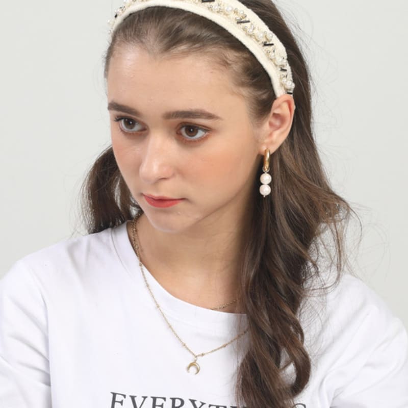 LALA Pearl Ethnic Hairband - Ivory